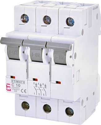 Автоматичний вимикач ETI 10А C 3P 6kA ETIMAT 6 (2145514) 2145514 фото