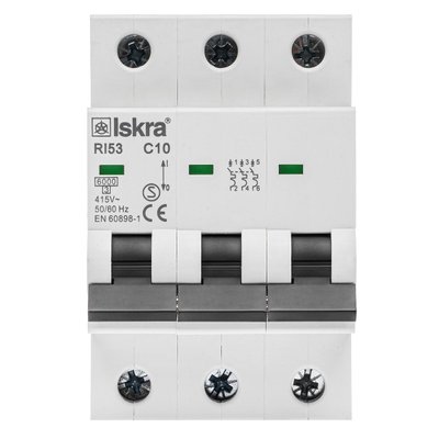 Автоматичний вимикач 10A 3P 6kA C ISKRA RI53C10A (786091128000) 786091128000 фото