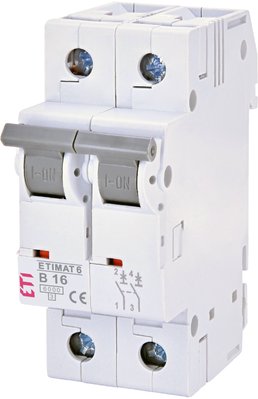 Автоматичний вимикач ETI 16А B 2P 6kA ETIMAT 6 (2113516) 2113516 фото