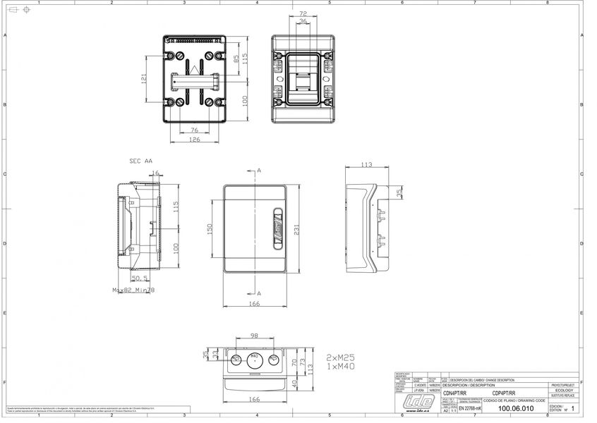 Распределительный щит IDE 4 модуля IP65 с шинами N и PE 231x166x113 мм (CDN4PT/RR) CDN4PT/RR фото