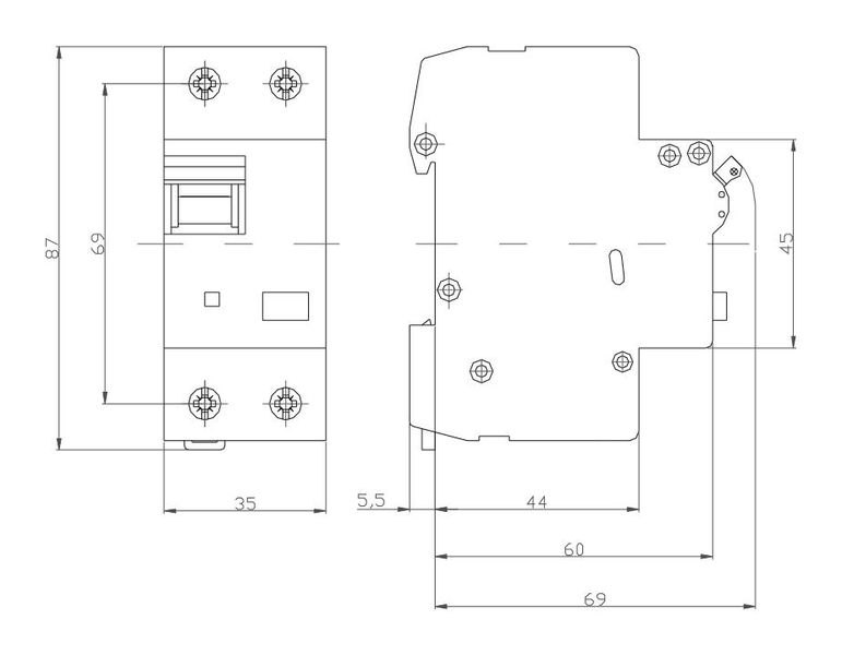 Диференційний вимикач ISKRA RFI2C20A 1P+N 20A C 30 mA DIN IP20 (786100611000) 786100611000 фото