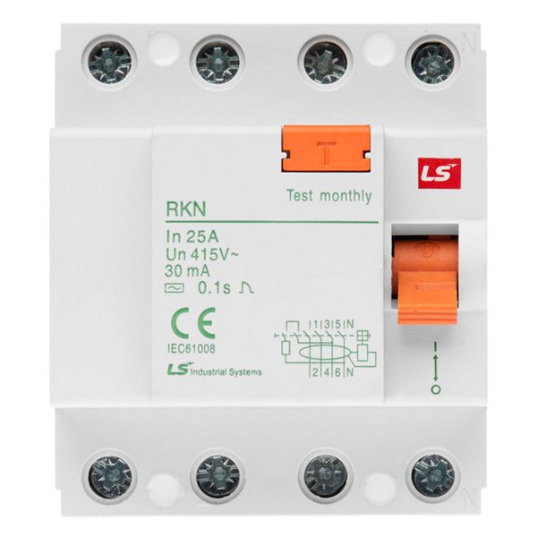 Устройство защитного отключения LS Electric RKN 4P 25А 6 кА, 30 мА АС (062400378B) 062400378B фото