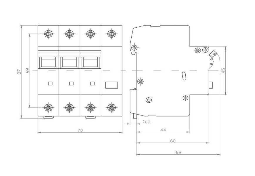 Диференційний вимикач ISKRA RFI4C20A 3P+N 20A A 30 mA DIN IP20 (786100979000) 786100979000 фото