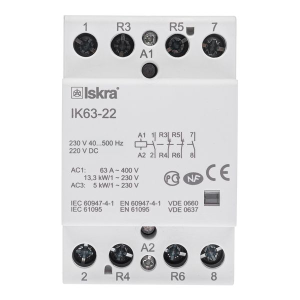 Контактор ISKRA IK63-22 63A 2НВ+2НЗ 4P AC 220/240В 50/60 Гц (030045523000) 30045523000 фото