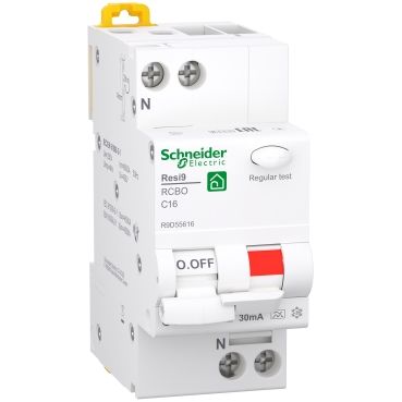 Дифференциальный автомат Schneider Electric Resi9 RCBO 16A C 1P+N 30mA А 6kA (R9D55616) R9D55616 фото