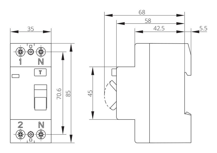 Устройство защитного отключения 40A 1Р+N A 30 mA ISKRA NFI2 (30104240000) 30104240000 фото