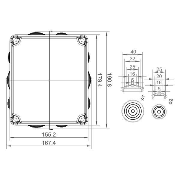 Розподільча коробка 167x191x100мм IP65 IDE (EV171) EV171 фото