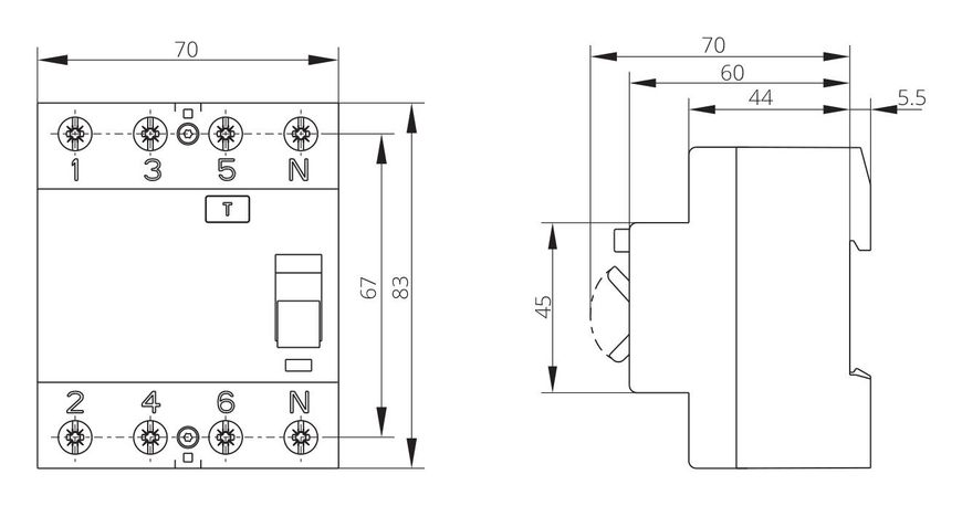 Устройство защитного отключения 40A 3Р+N AC 30 mA ISKRA AFI4 (30105070000) 30105070000 фото