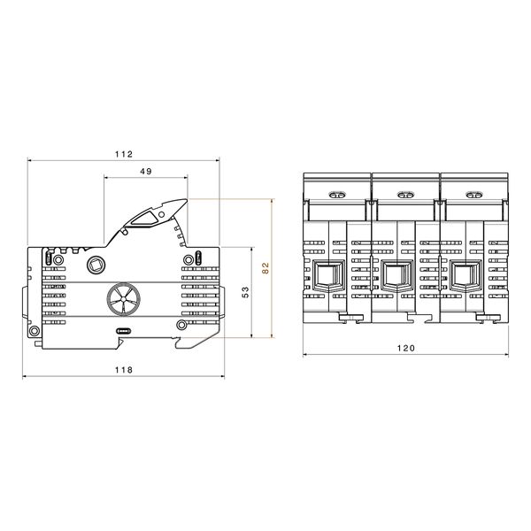 Держатель предохранителей тип J 27x60 3P 60A 600В Woehner (31922) 31922 фото