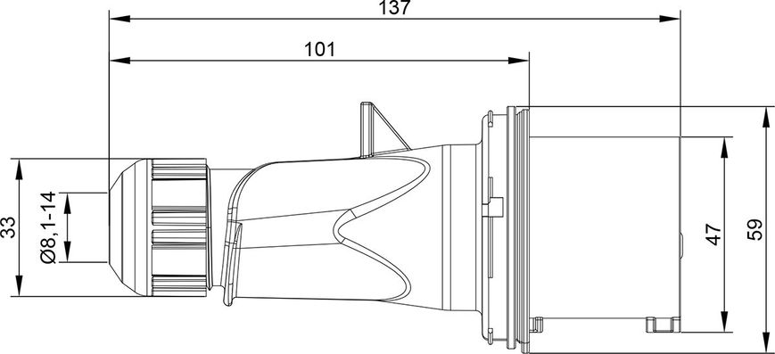 Вилка кабельная 16A 250В 2P+E IP44 IDE Синий (2101) 2101 фото