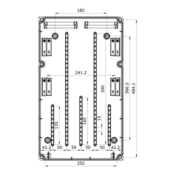 Распределительный щит под розетки IDE 26 модулей 504x297x177мм IP67 с шинами N+PE (1724GM/RR) 1724GM/RR фото