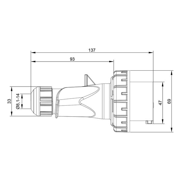 Вилка кабельная 16A 220В 2P+E IP67 IDE Синий (2601) 2601 фото