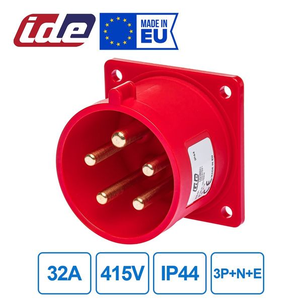 Вилка силовая 32A 415В 3P+N+E IP44 IDE встраиваемая Красный (3116) 3116 фото