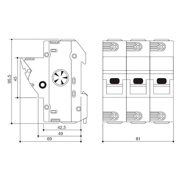 Держатель предохранителей 3P BCH 14x51 50A 690В Italweber (2303051) 2303051 фото