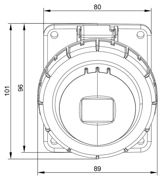 Розетка встраиваемая 16A 415В 3P+N+T IP67 IDE наклонная силовая Красный (3803) 3803 фото