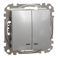 Вимикач з підсвіткою 2-кл. Sedna Design алюміній, Schneider Electric