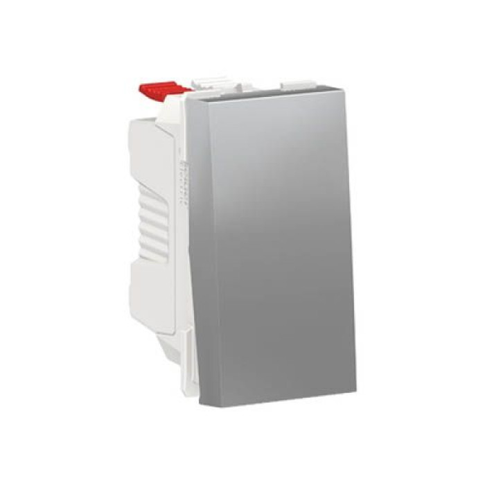 Вимикач 1-кл. кнопк. 1-мод. 10A Unica New, алюміній, Schneider Electric