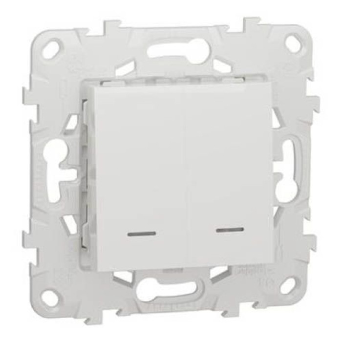 Вимикач 2-кл. з підсв.2 х сх.1а 10А білий, Schneider Electric