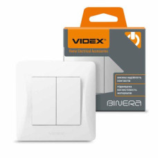 Вимикач двоклавішний білий BINERA, Videx