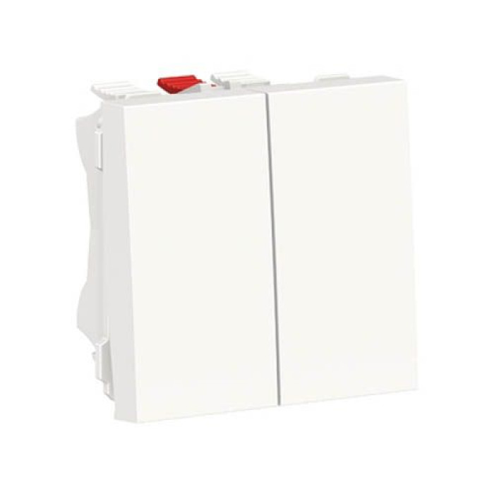 Перемикач 2-кл., 2 х сх. 6, 10 AX, 250 В, Unica New білий, Schneider Electric