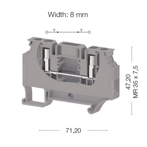 Клема вимірювальна WGO D6/NM закрита 2 тест сіра Klemsan (0.0.0.3.09619)