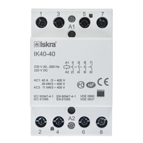 Модульний контактор IK40-40, 230 V, AC/DC Iskra
