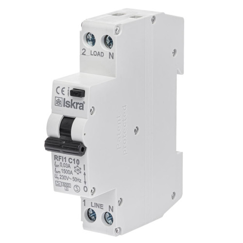 Диференційний вимикач ISKRA RFI1C10A 10A А 30 mA A 1P+N (786100919000)