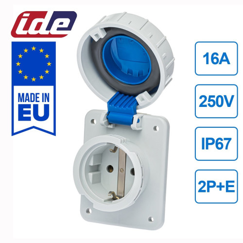 Розетка силова IDE SCHUKO 16A 250В 2P+E IP67 Синій (105)