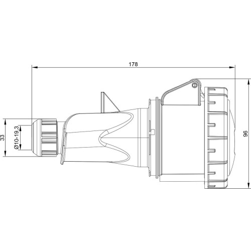 Розетка кабельна силова IDE 32A 415В 3P+E IP67 Червоний (3705)