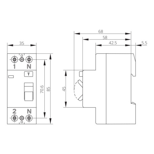 Устройство защитного отключения 63A 1Р+N A 30 mA ISKRA NFI2 (30104241000)