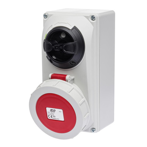 Розетка настенная силовая с механической блокировкой IDE 32A 415В 3P+E IP66 Красный (3835)