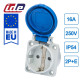 Розетка силовая IDE SCHUKO 16A 250В 2P+E IP54 Синий (452)