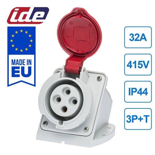 Настенная розетка силовая IDE 32A 415В 3P+T IP44 Красный (3325)