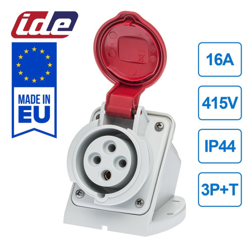 Настенная розетка силовая IDE 16A 415В 3P+T IP44 Красный (3322)