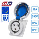 Розетка вбудована похила силова IDE 32A 250 В 2P+T IP67 Синій (2804)