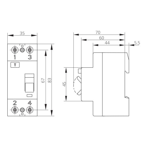 Устройство защитного отключения 40A 1Р+N АС 30 mA ISKRA AFI2 (786101150000)