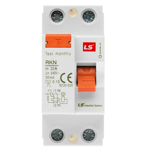 Пристрій захисного відключення LS Electric RKN 2P 32А 6 кА, 30 мА АС (062203028B)
