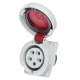 Розетка встроенная наклонная силовая IDE 32A 415В 3P+N+T IP67 Красный (3806)
