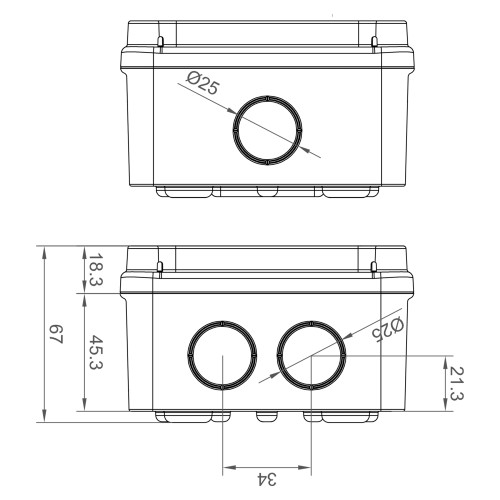 Распределительная коробка 113x113x68мм IP67 IDE (EX111)