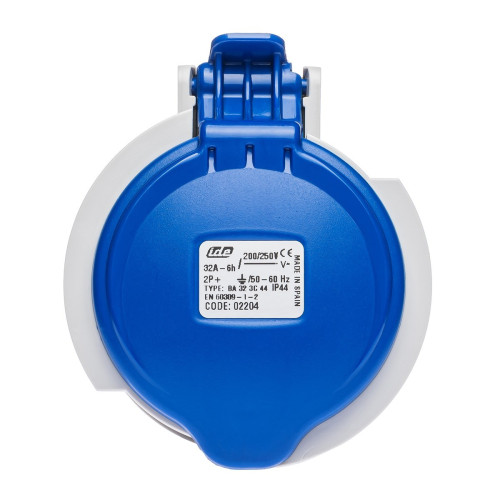 Розетка кабельна силова IDE 32A 250В 2P+E IP44 Синій (2204)