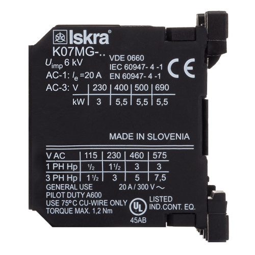 Контактор ISKRA K07MG-10 1НО 220/240 В 50/60 Гц (30040091000)