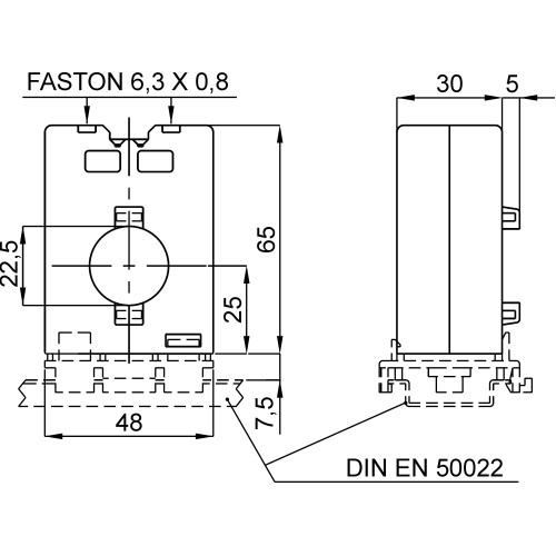 Трансформатор тока (d=22mm, 20x5mm) 150/5A (1=3VA) Frer (TAT022150X05)