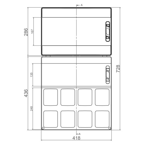 Щит для силовых розеток IDE STAR 36 модулей 728x418x147мм IP65 с шинами N и PE (PCSN36PT/RR)