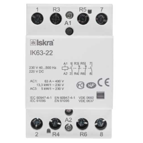 Модульный контактор IK63-22, 24 V, AC/DC Iskra