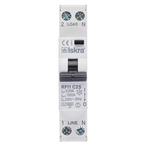 Диференційний вимикач ISKRA RFI1C25A 25A А 30 mA A 1P+N (786100922000)