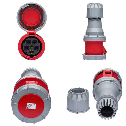 Розетка кабельна силова IDE 125A 415В 3P+N+E IP67 Червоний (3756)