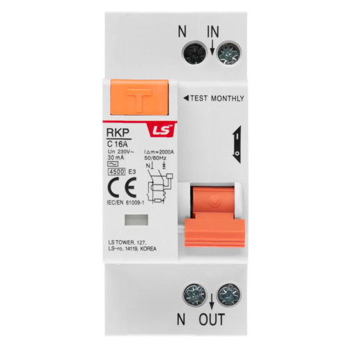 Диференційний вимикач LS Electric RKP 1P+N С16А 30 мА АС (062203768B)