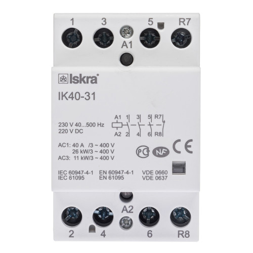 Контактор ISKRA IK40-31 40А 3НВ+1НЗ 220/240 В 50/60 Гц (30045086000)