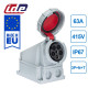 Розетка настенная силовая IDE 63A 415В 3P+N+T IP67 Красный (3873)