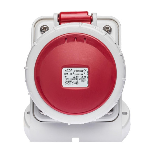 Настенная розетка силовая IDE 32A 415В 3P+T IP67 Красный (3825)